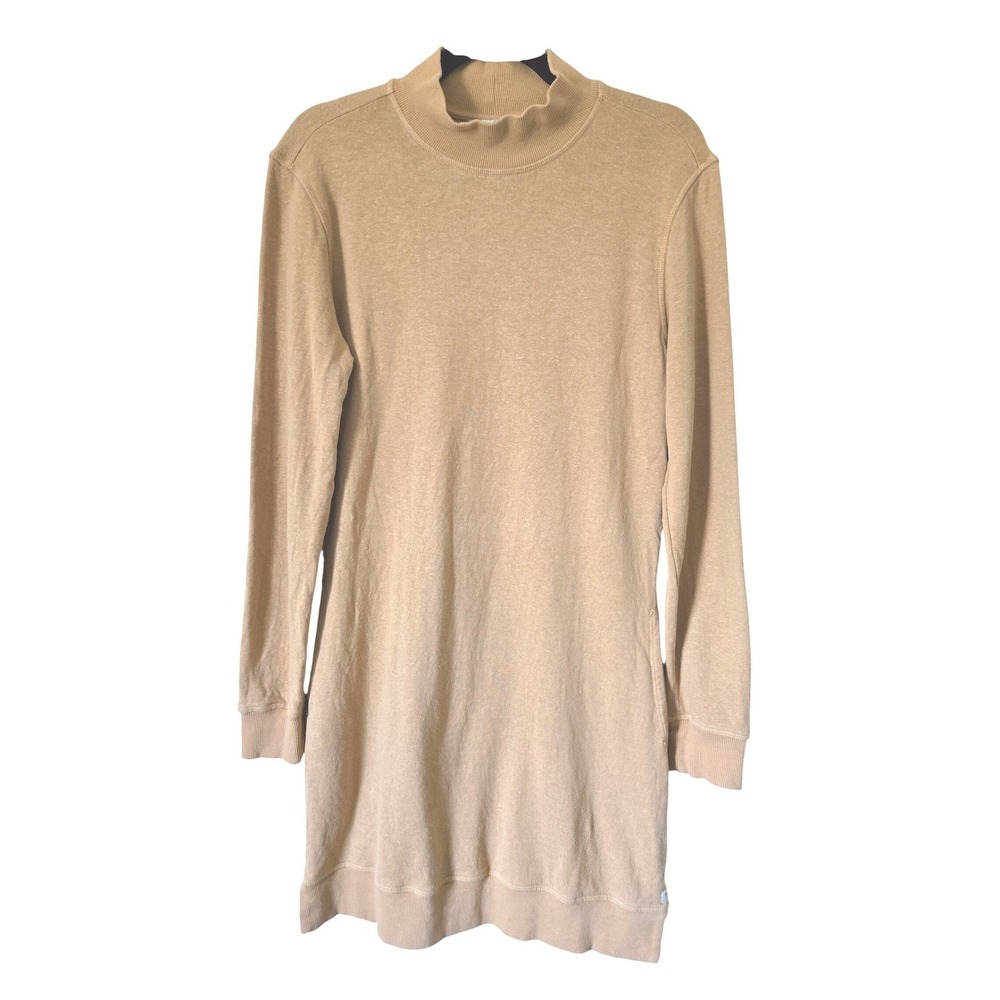 Toad&Co Womens Hemp Organic Cotton Mock Neck Mini Dress Small Long Sleeve Pocket